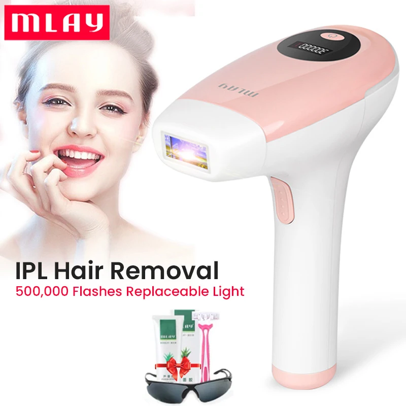 

Mlay T2 Laser Epilator IPL Hair Remover 500,000 Flashes Body Freezing Point Lip Hair Painless Hair Removal Machine for Women
