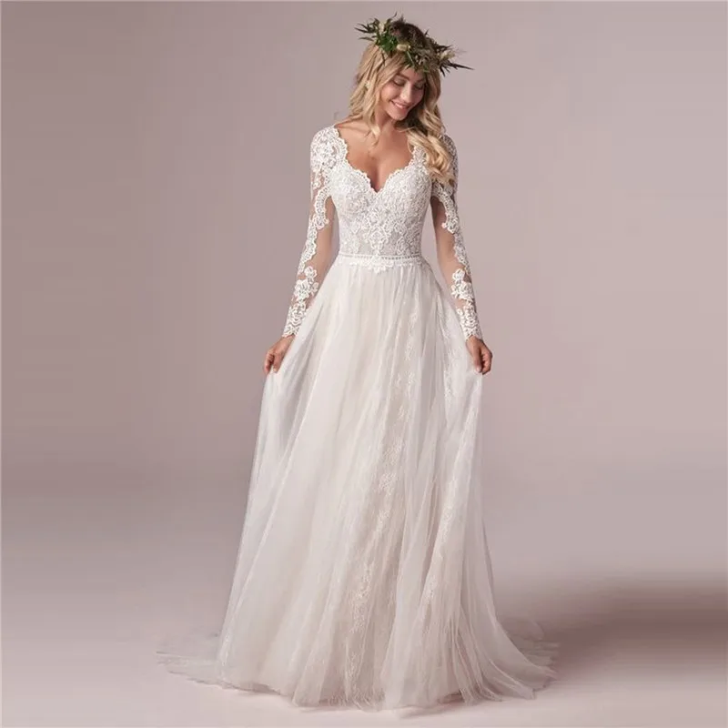 Long Sleeves Lace Appliques Wedding Dress Simple Soft Tulle Cusotm Bridal Gowns Formal Vestidos De Mariee Amazing Robe De Mariee
Long Sleeves Lace Appliques Wedding Dress Simple Soft Tulle Cusotm Bridal Gowns Formal Vestidos De Mariee Amazing Robe De Mariee