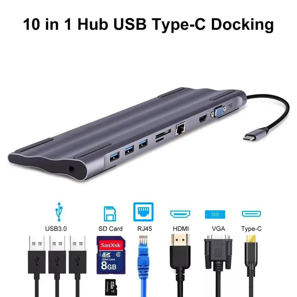 USB-концентратор Тип C на 3,0 USB HDMI RJ45, аксессуары для MacBook Pro, USB-разветвитель, 10 портов, USB-концентратор типа C
USB-концентратор Тип C на 3,0 USB HDMI RJ45, аксессуары для MacBook Pro, USB-разветвитель, 10 портов, USB-концентратор типа C