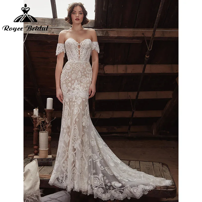 Bohemian Boho Mermaid Wedding Dress with Detachable Sleeve Sweetheart Off the Shoulder Backless Bohemian Bridal Gowns 2022
Bohemian Boho Mermaid Wedding Dress with Detachable Sleeve Sweetheart Off the Shoulder Backless Bohemian Bridal Gowns 2022