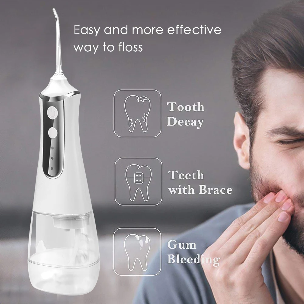 Electric Teeth Cleaner 350ML Oral Irrigator USB Rechargeable Water Flosser Waterproof Portable Dental Water Jet Water Tank
Electric Teeth Cleaner 350ML Oral Irrigator USB Rechargeable Water Flosser Waterproof Portable Dental Water Jet Water Tank