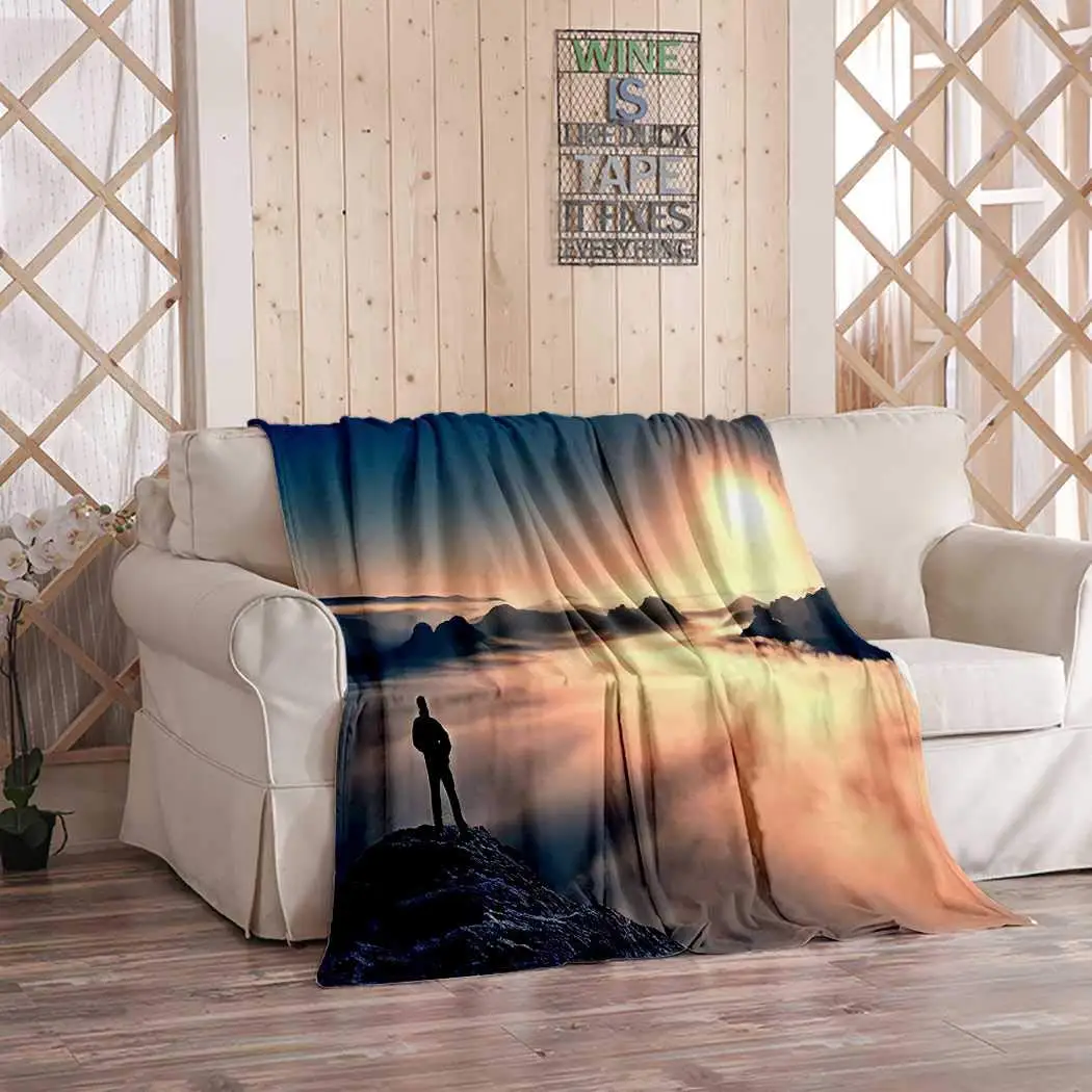 Foggy Mountain Flannel Blankets and Throws Man Stands on The Peak of Sandstone Rock in National Park Throw Blanket
Foggy Mountain Flannel Blankets and Throws Man Stands on The Peak of Sandstone Rock in National Park Throw Blanket