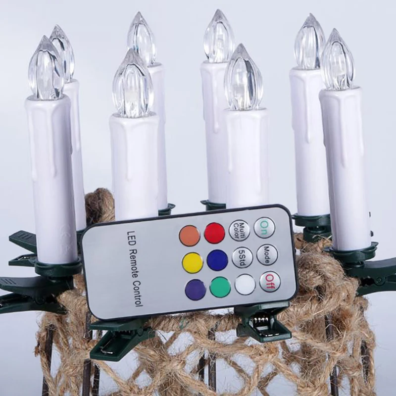 Christmas Tree Colorful Led Candle Lights Festive Home Decoration Simulation Flameless Candles With Remote Control And Clip
Christmas Tree Colorful Led Candle Lights Festive Home Decoration Simulation Flameless Candles With Remote Control And Clip