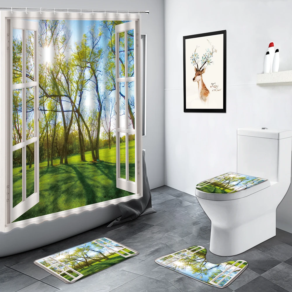 Spring Rural Scenery Green Grass Trees Shower Curtain Creative Plant Landscape Bathroom Non-slip Rug Bath Mats Toilet Decor Sets
Spring Rural Scenery Green Grass Trees Shower Curtain Creative Plant Landscape Bathroom Non-slip Rug Bath Mats Toilet Decor Sets