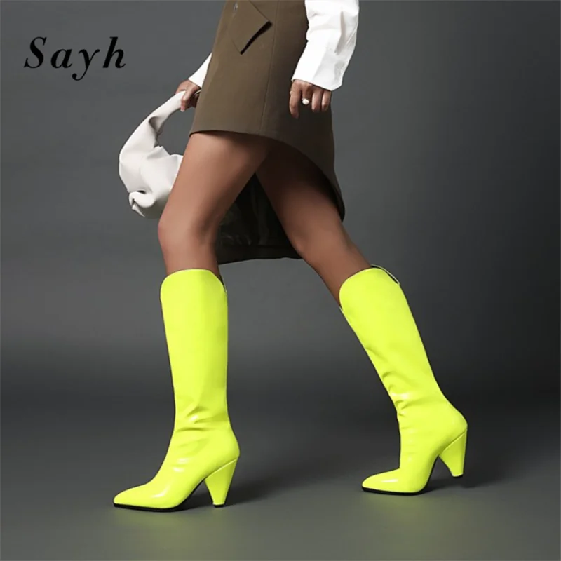 Fashion Woman High Heel Knee High Boots Pointy Toe Tall Riding Boots Women's Winter Boots Bright Patent Leather Shoes Big Size
Fashion Woman High Heel Knee High Boots Pointy Toe Tall Riding Boots Women's Winter Boots Bright Patent Leather Shoes Big Size