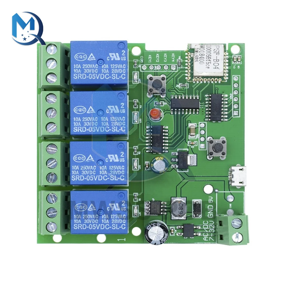 DC 7V-32V AC 220V 4 Channel Wifi Relay Module Remote Control Switch APP Wireless Jog Self-Lock Interlock For Smart Home Board
DC 7V-32V AC 220V 4 Channel Wifi Relay Module Remote Control Switch APP Wireless Jog Self-Lock Interlock For Smart Home Board
