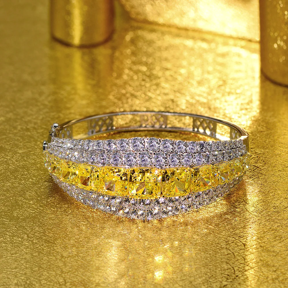 Luxury 100% Silver 925 Jewelry Cocktail Party Citrine High Carbon Drill Simulated Diamond Bangle Bracelets for Women Wholesale
Luxury 100% Silver 925 Jewelry Cocktail Party Citrine High Carbon Drill Simulated Diamond Bangle Bracelets for Women Wholesale
