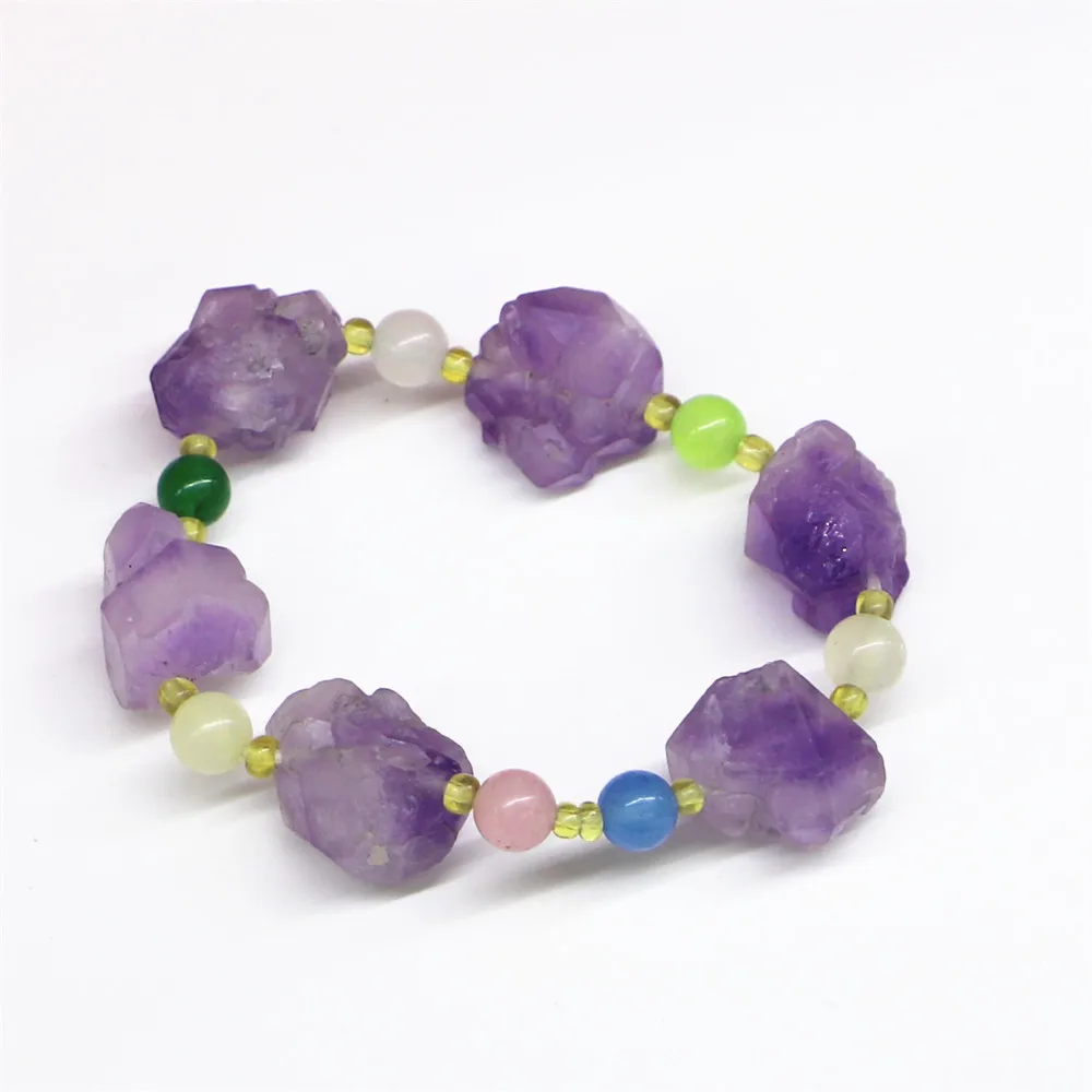 Irregular Mineral Natural Raw Material Amethysts Bracelet Healing Jewelry Handmade Stretched Purple Crystal Quartz Bracelet
Irregular Mineral Natural Raw Material Amethysts Bracelet Healing Jewelry Handmade Stretched Purple Crystal Quartz Bracelet