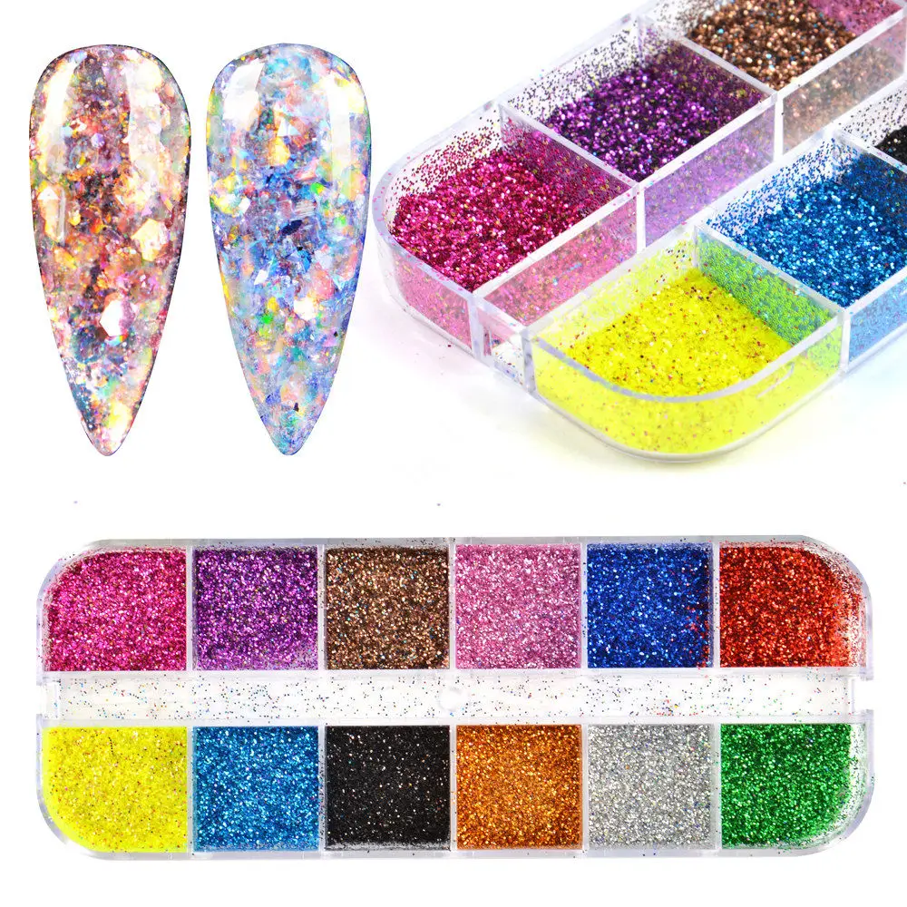 12 Grid Holographic Design for Nail Glitter Flakes Mixed Hexagon Shine Sequins Nail Art Paillette Laser Manicure DIY Tips
12 Grid Holographic Design for Nail Glitter Flakes Mixed Hexagon Shine Sequins Nail Art Paillette Laser Manicure DIY Tips