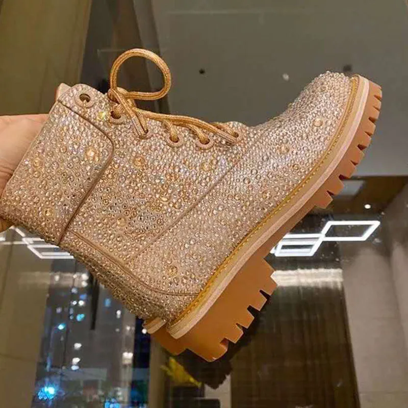 2020 Rhinestone Ankle Boots Women Round Toe Lace Up High Heel Botas De Mujer Fashion Martin Boots
2020 Rhinestone Ankle Boots Women Round Toe Lace Up High Heel Botas De Mujer Fashion Martin Boots