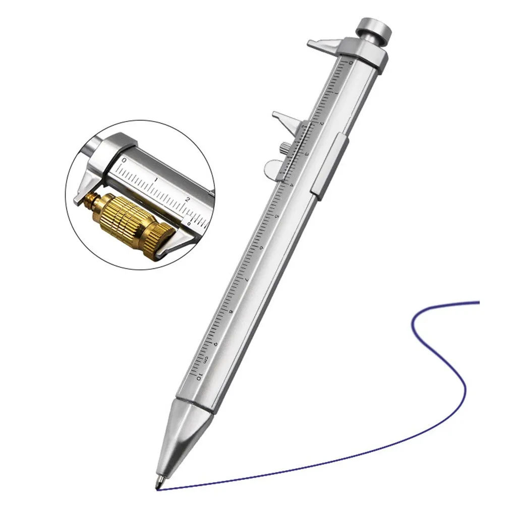 0-100MM Vernier Caliper Marker Pen Ballpoint Pen Silver Gauging Tools Multifunction Measuring Pen Creative Measuring Hand Tool
0-100MM Vernier Caliper Marker Pen Ballpoint Pen Silver Gauging Tools Multifunction Measuring Pen Creative Measuring Hand Tool