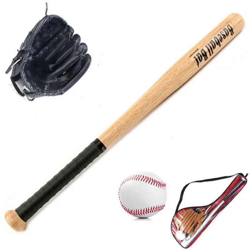 

Kids Outdoor Professional 25 Inch Wood Baseball Bat & Softball Ball & Baseball Gloves Exercise Training Baseball Set with Bag,Bl