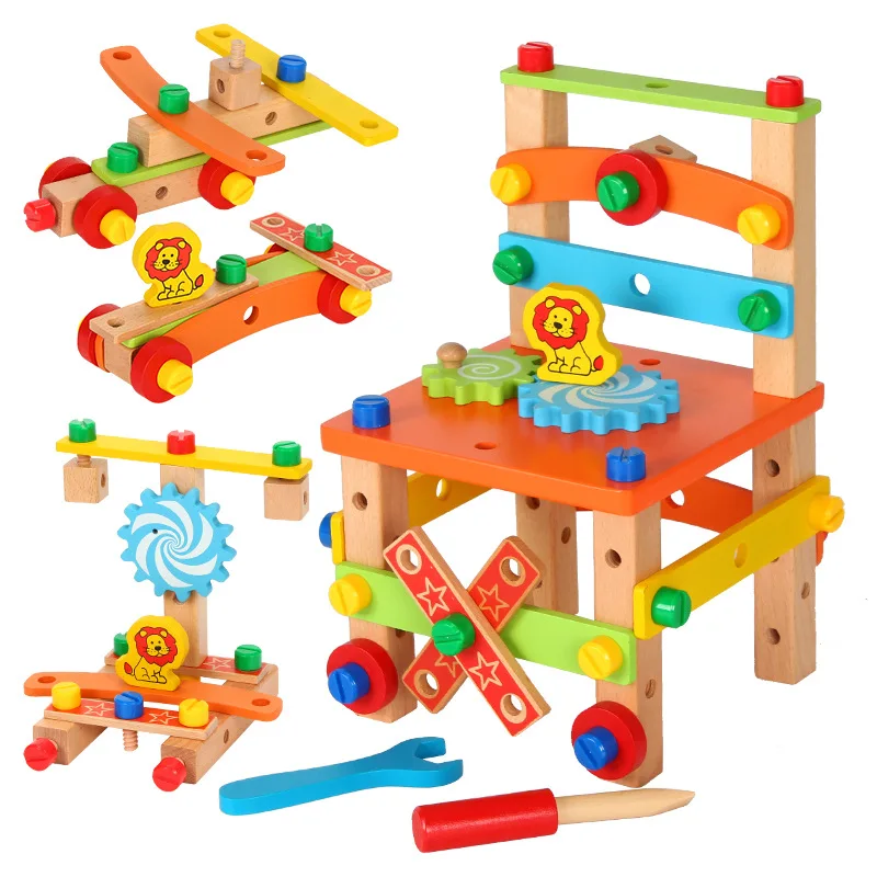 Wooden Assembling Chair Montessori Toys Baby Educational Wooden Blocks Toy Preschool Children Variety Nut Combination Chair Tool
Wooden Assembling Chair Montessori Toys Baby Educational Wooden Blocks Toy Preschool Children Variety Nut Combination Chair Tool