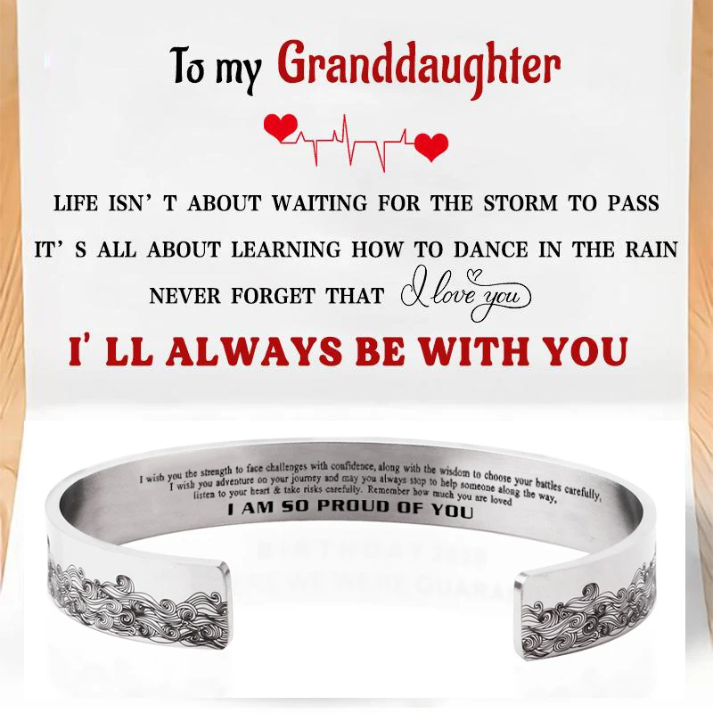 Inspirational Cuff Bangle for Granddaughter Engraved Cuff Bangle Friendship Jewelry Birthday Gift for Teenage Girl Granddaughter
Inspirational Cuff Bangle for Granddaughter Engraved Cuff Bangle Friendship Jewelry Birthday Gift for Teenage Girl Granddaughter