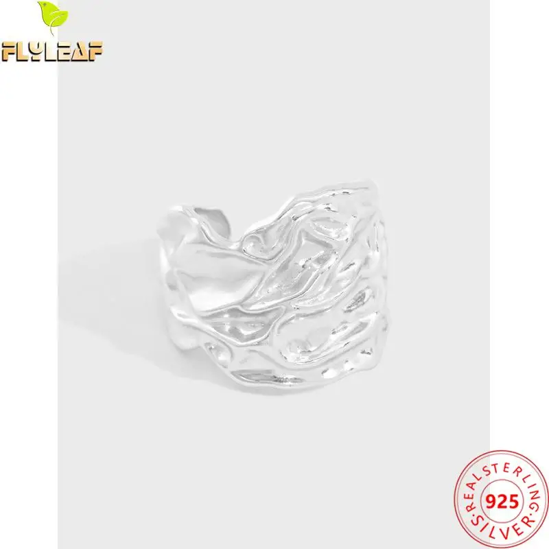 925 Sterling Silver Wrinkled Width Open Rings For Women Exaggeration Light Luxury Style Female Fine Jewelry
925 Sterling Silver Wrinkled Width Open Rings For Women Exaggeration Light Luxury Style Female Fine Jewelry