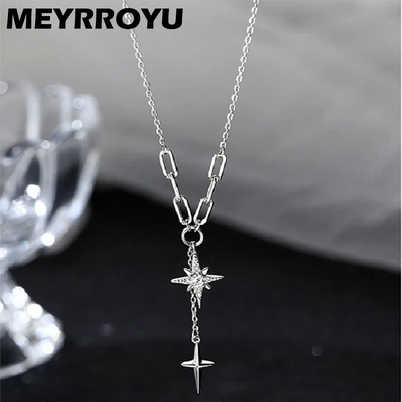 MEYRROYU 925 Sterling Silver 2021 New Star Pendant Necklace Clavicle Chain Ladies Simple Fashion Couple Jewelry Gift Wholesale
MEYRROYU 925 Sterling Silver 2021 New Star Pendant Necklace Clavicle Chain Ladies Simple Fashion Couple Jewelry Gift Wholesale