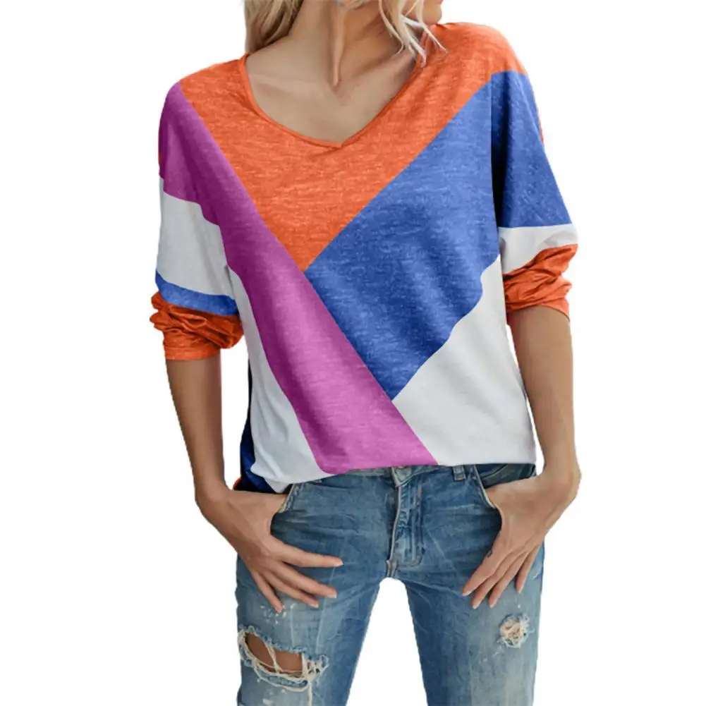 Stylish Pullover Top Women Blouse Contrast Color Round Neck Sweatshirt Loose Color Block Print T-shirt Pullover Tops for Daily
Stylish Pullover Top Women Blouse Contrast Color Round Neck Sweatshirt Loose Color Block Print T-shirt Pullover Tops for Daily