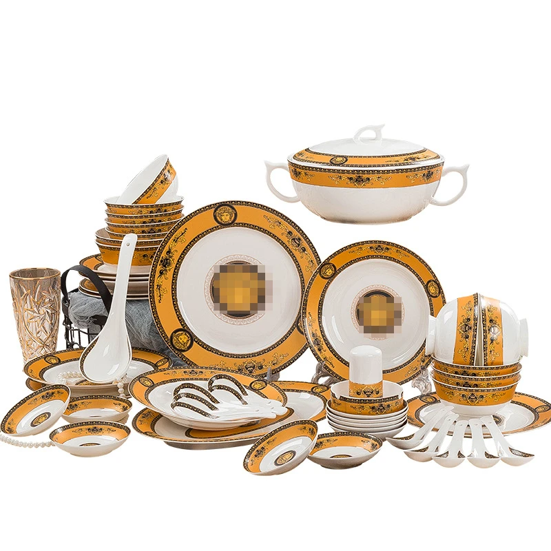 Bone porcelain tableware set European simple gift box Jingdezhen ceramic dish combination 
Bone porcelain tableware set European simple gift box Jingdezhen ceramic dish combination