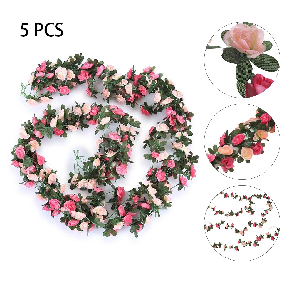 2.5M 5PCS Silk Artificial Rose Vine Hanging Fake Plants Leaves Garland For Home Hotel Romantic Wedding Party Garden Decoration
2.5M 5PCS Silk Artificial Rose Vine Hanging Fake Plants Leaves Garland For Home Hotel Romantic Wedding Party Garden Decoration