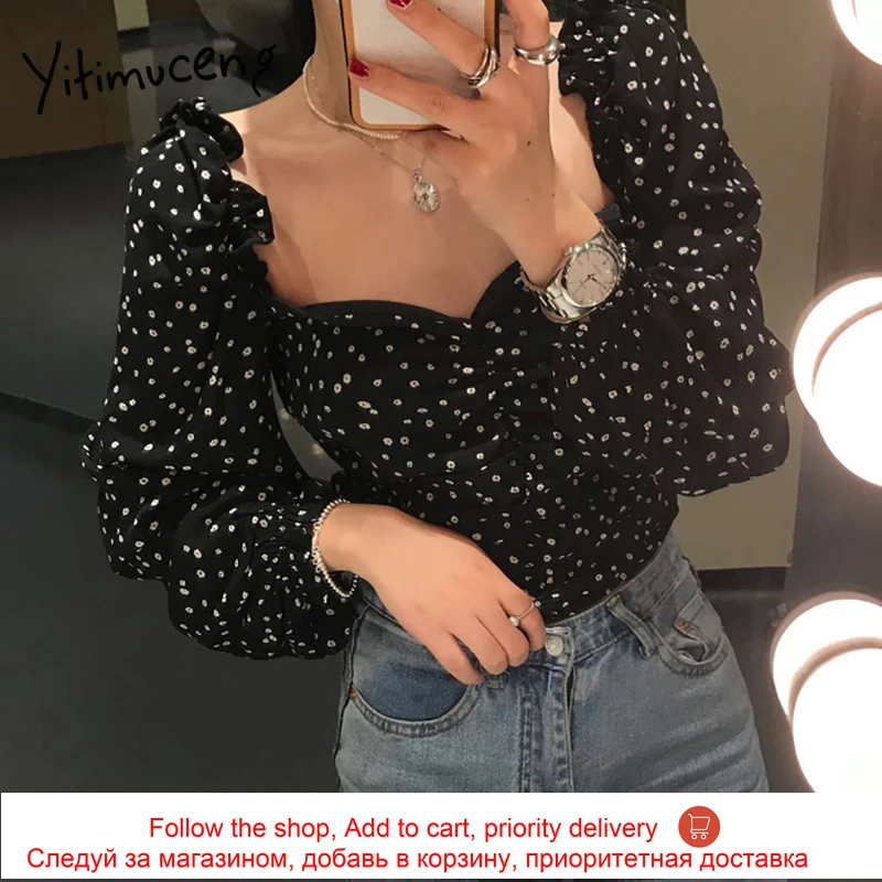 Yitimuceng Black Floral Print Blouse Women Crop Tops Shirts Puff Sleeve Square Collar Clothes 2021 Spring Summer Korean Fashion
Yitimuceng Black Floral Print Blouse Women Crop Tops Shirts Puff Sleeve Square Collar Clothes 2021 Spring Summer Korean Fashion