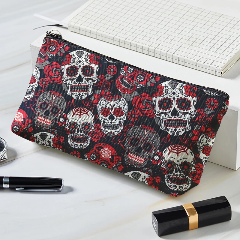 Women's Makeup Bag Personalized Skull Pattern Cosmetic Bag Ladies Portable Travel Cosmetic Organizer Bags With Zipper
Women's Makeup Bag Personalized Skull Pattern Cosmetic Bag Ladies Portable Travel Cosmetic Organizer Bags With Zipper