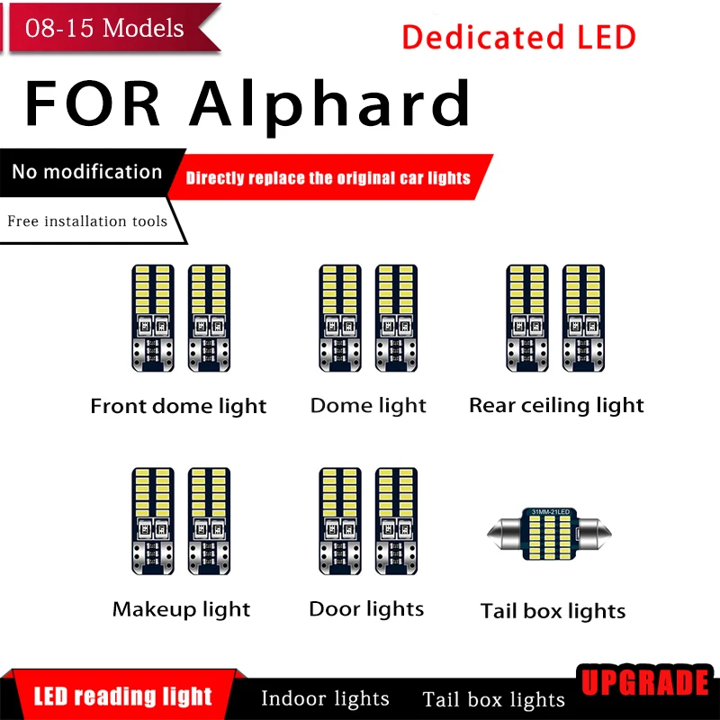 11Pcs/set Car Interior Map Dome Reading Trunk Light For Toyota Alphard 2008-2015 LED Bulbs Auto Indoor Lamp Lighting Kit Canbus
11Pcs/set Car Interior Map Dome Reading Trunk Light For Toyota Alphard 2008-2015 LED Bulbs Auto Indoor Lamp Lighting Kit Canbus