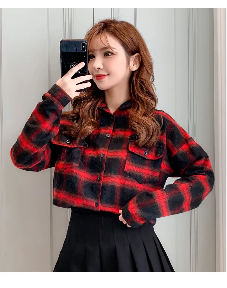 Plaid Shirt women new Korean early autumn top women's long sleeve Lapel versatile pocket loose thin shirt women wear clothes
Plaid Shirt women new Korean early autumn top women's long sleeve Lapel versatile pocket loose thin shirt women wear clothes