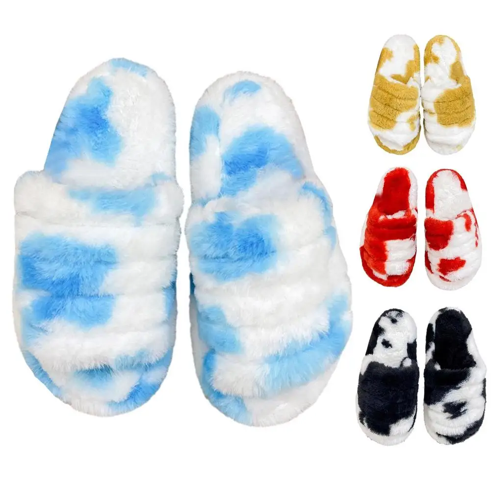 lady Cotton slippers Cow Tie-dye print Plush Open Toe Flat shoes Homewear fashion woman flip flop warm long Furry slippers
lady Cotton slippers Cow Tie-dye print Plush Open Toe Flat shoes Homewear fashion woman flip flop warm long Furry slippers