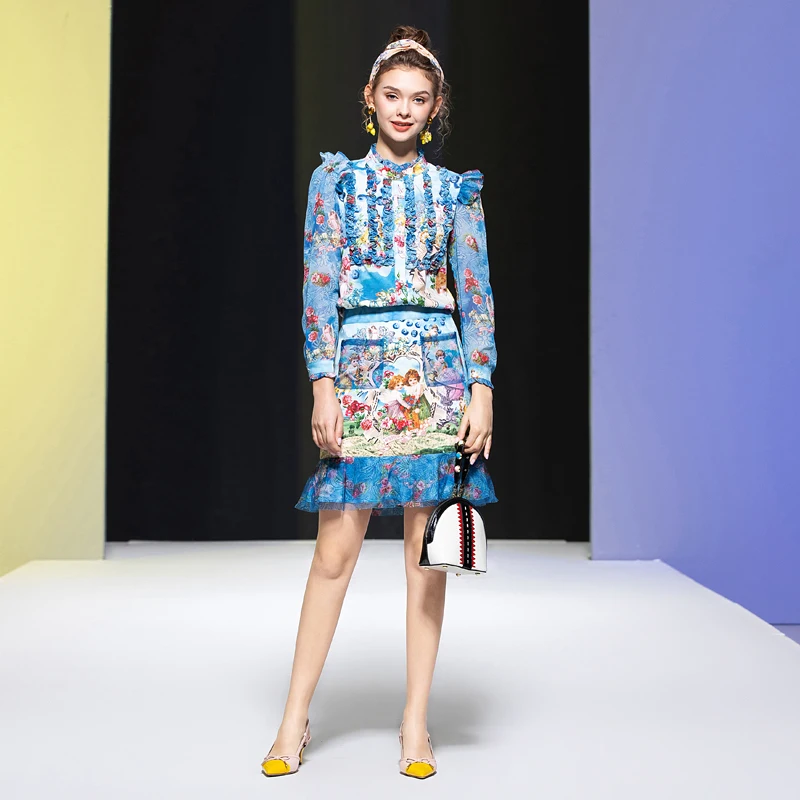 Designer New Women'S Sets Single-Breasted Long-Sleeved Fashion Shirt + Ruffled Patchwork Print Skirt High-Quality Two-Piece Suit
Designer New Women'S Sets Single-Breasted Long-Sleeved Fashion Shirt + Ruffled Patchwork Print Skirt High-Quality Two-Piece Suit