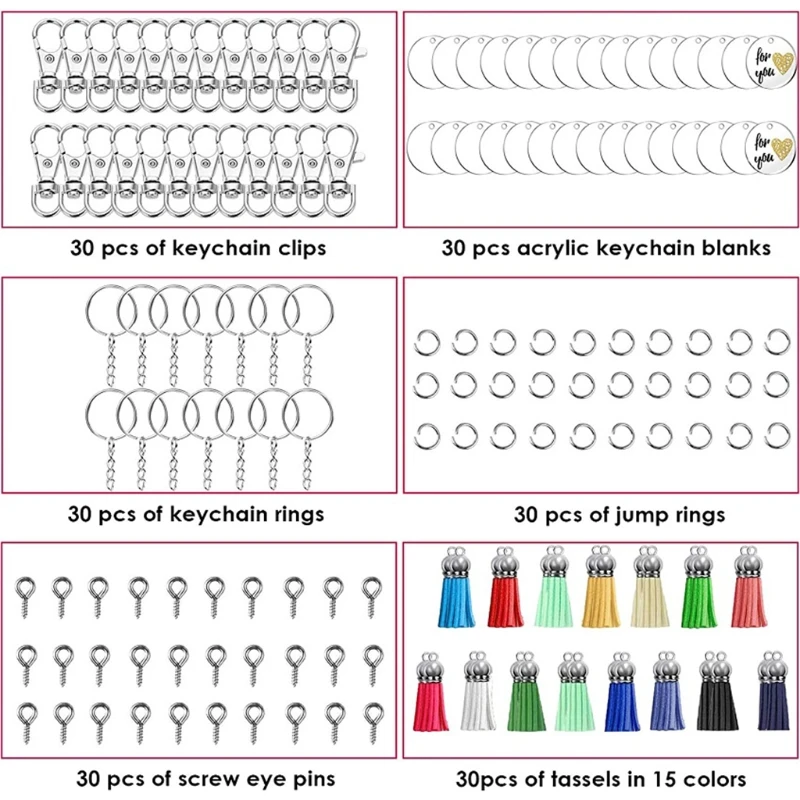 180 Pcs Acrylic Keychain Blanks with Key Rings Round Clear Discs Circles Colorful Tassel Pendant Keychain Clips for DIY Projects
180 Pcs Acrylic Keychain Blanks with Key Rings Round Clear Discs Circles Colorful Tassel Pendant Keychain Clips for DIY Projects
