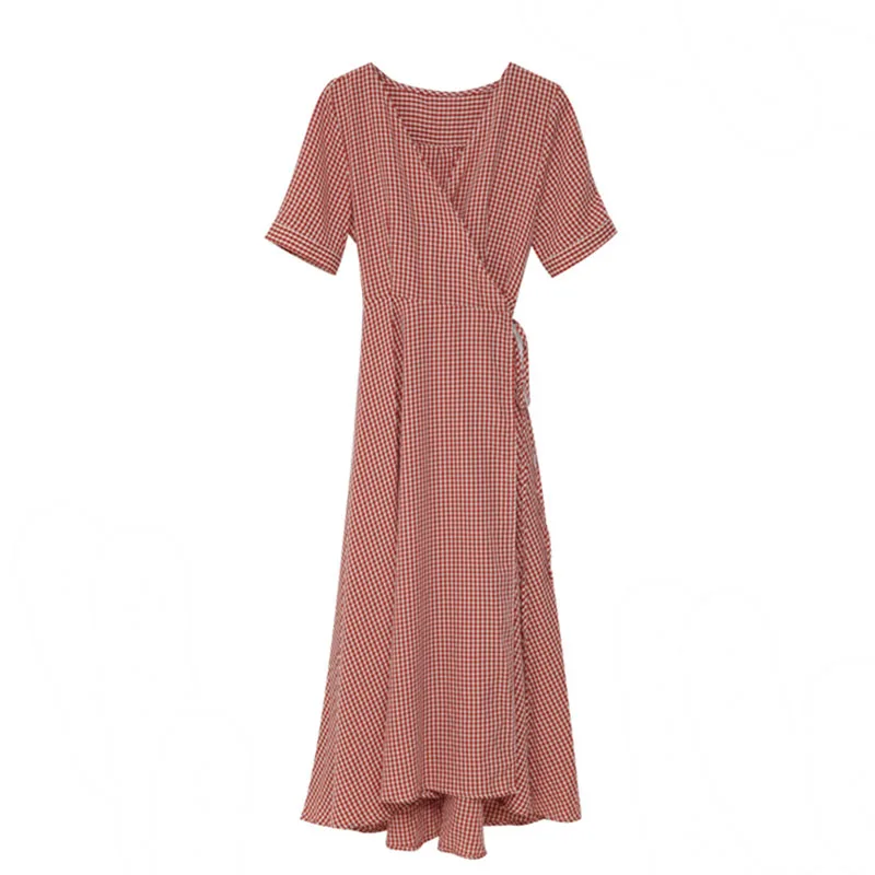 Women Dress Retro Plaid V-neck Dress Women Summer Korean Fashion Casual Women Clothes
Women Dress Retro Plaid V-neck Dress Women Summer Korean Fashion Casual Women Clothes