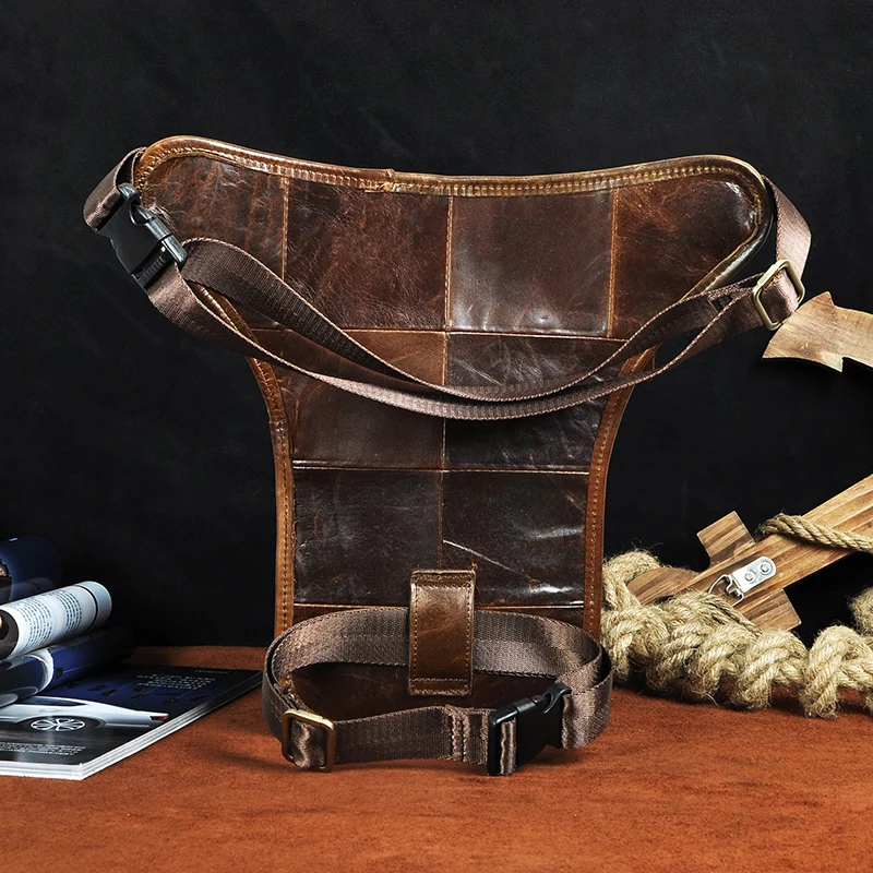 Quality Leather Men Design Coffee Casual 8" Tablet Messenger Bag Fashion Travel Fanny Waist Belt Pack Drop Leg Male 3111-c | Багаж и