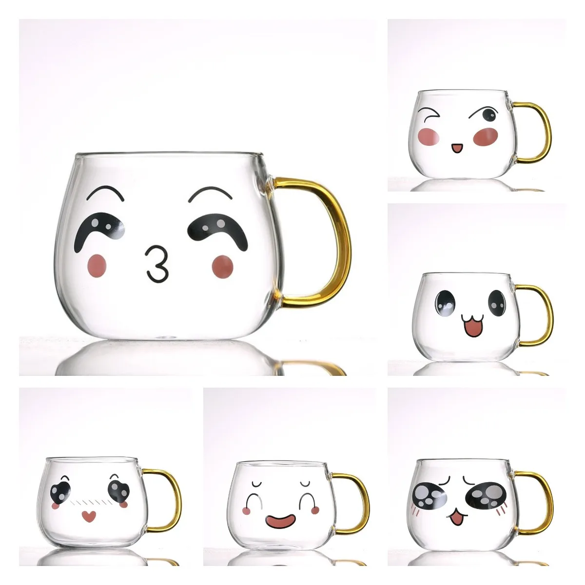 Cartoon Cute Glass Cups Lightweight Transparent Breakfast Tea Milk Couple Glass Water Cup Beverage Cup Coffee Mug with Handle
Cartoon Cute Glass Cups Lightweight Transparent Breakfast Tea Milk Couple Glass Water Cup Beverage Cup Coffee Mug with Handle