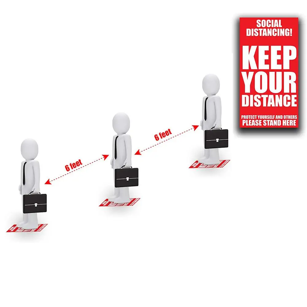 12pcs Stickers Social Distancing Keep Your Distance Stand Here Line Crowd Control Floor Sticker Decals
12pcs Stickers Social Distancing Keep Your Distance Stand Here Line Crowd Control Floor Sticker Decals