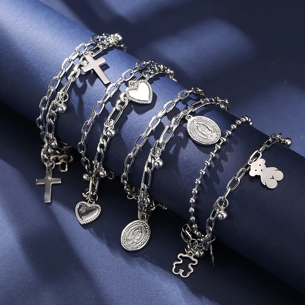 Multilayer Gold Link Chains with Rainbow Butterfly Cross Cute Bear Pendant Charm Bracelet Jewelry for Female Women Bangles 
Multilayer Gold Link Chains with Rainbow Butterfly Cross Cute Bear Pendant Charm Bracelet Jewelry for Female Women Bangles
