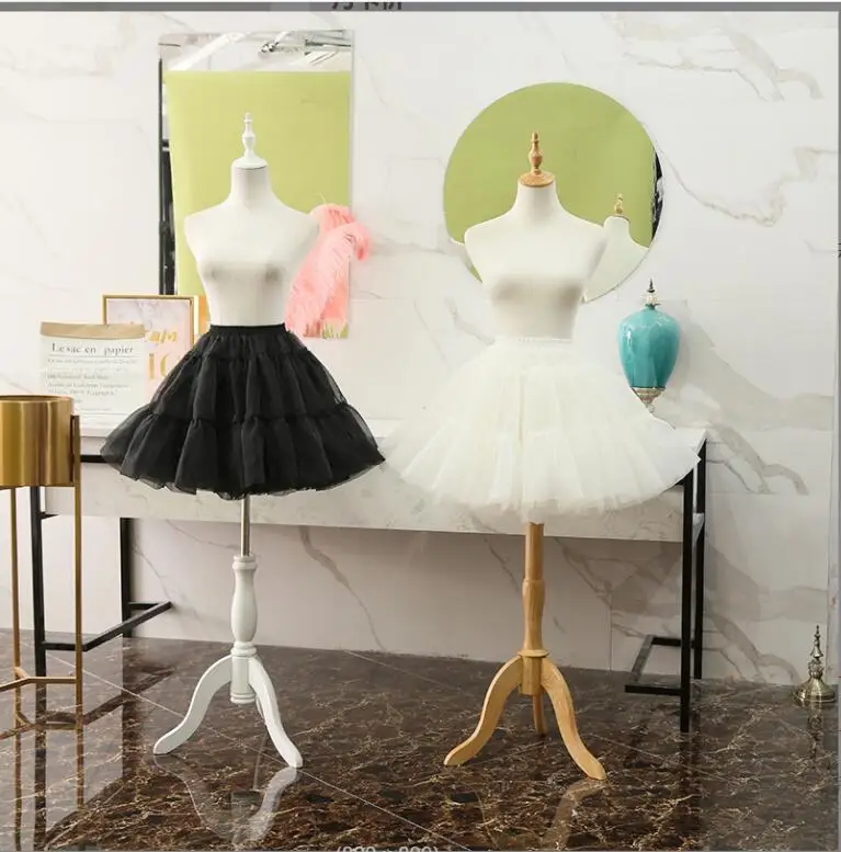 

Hoopless Lolita Petticoat Ivory Black Short Underskirt Waistband Prom Wedding Dress Accessories in Stock