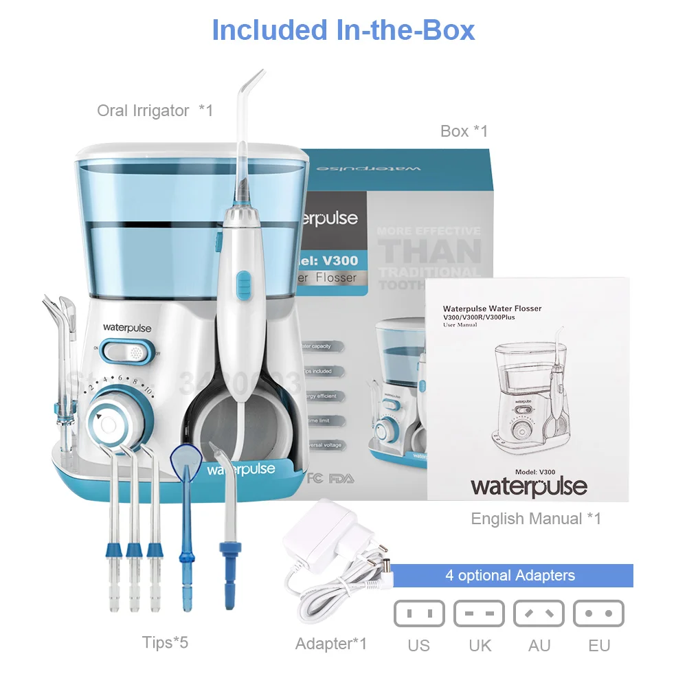 Waterpulse V300 Oral Irrigator Water Dental Flosser With 5 Jet tips 800ml 10 Mode Teeth Cleaning Oral Hygiene Travel Water Floss
Waterpulse V300 Oral Irrigator Water Dental Flosser With 5 Jet tips 800ml 10 Mode Teeth Cleaning Oral Hygiene Travel Water Floss