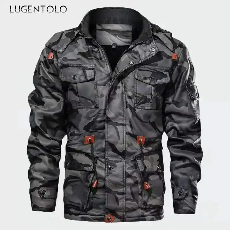 Lugentolo Hooded Jackets Men Fashion Winter Fleece PU Moto Camouflage Coat Men's Casual Print Lapel Zipper Jacket
Lugentolo Hooded Jackets Men Fashion Winter Fleece PU Moto Camouflage Coat Men's Casual Print Lapel Zipper Jacket