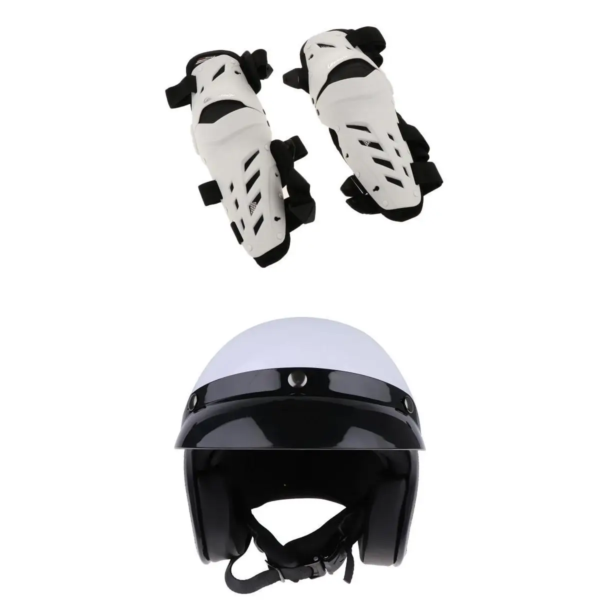 Motorcycle Open Face Helmet with Sun Visor Sunshield Lightweight + 1 Pair Knee Pads Protective Gear (White)
Motorcycle Open Face Helmet with Sun Visor Sunshield Lightweight + 1 Pair Knee Pads Protective Gear (White)