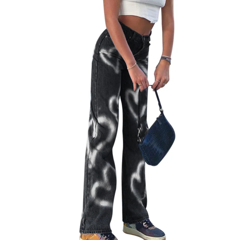 Women High-Rise Slimming Love Graffiti Print Straight Jeans Casual Street Style FS99
Women High-Rise Slimming Love Graffiti Print Straight Jeans Casual Street Style FS99