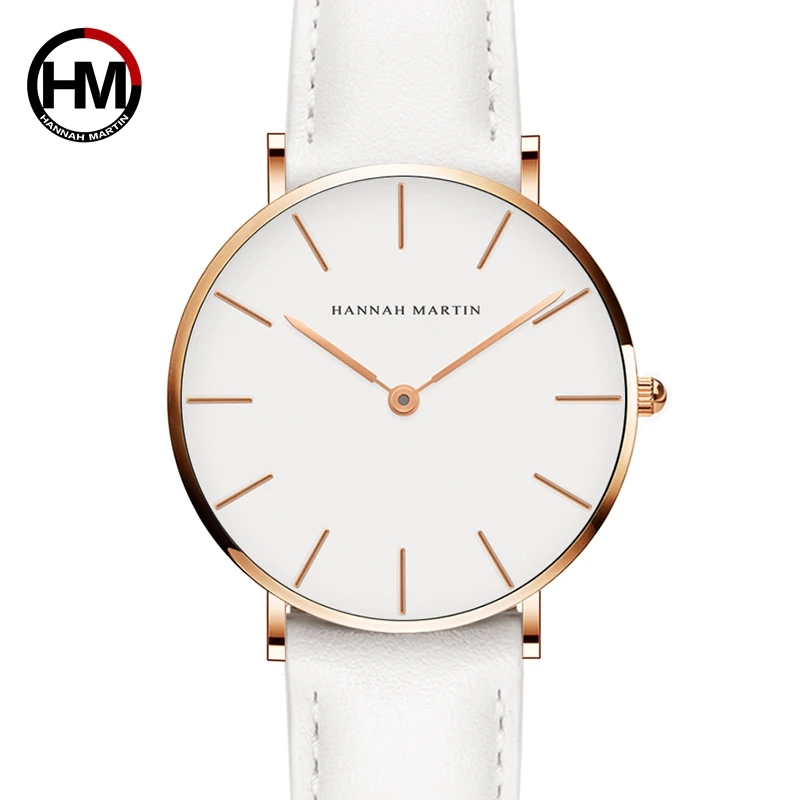 Женские кварцевые часы белые наручные с кожаным ремешком водонепроницаемые 36