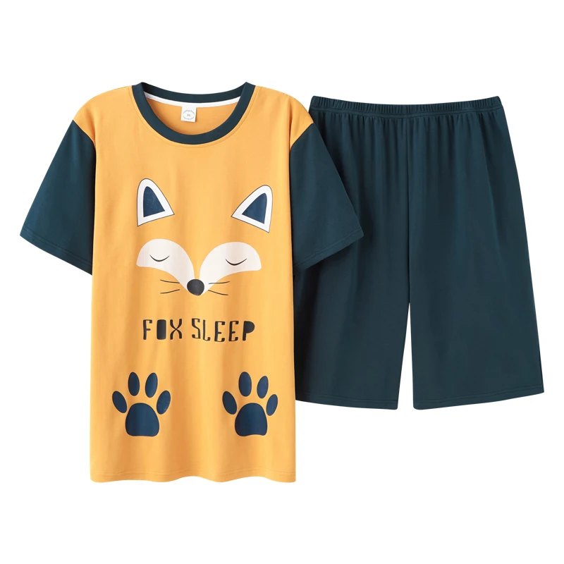Korean Version Of Loose Large Size Color Matching Short-sleeved Summer Personality Little Fox Cute Casual Soft Men's Sleepwear
Korean Version Of Loose Large Size Color Matching Short-sleeved Summer Personality Little Fox Cute Casual Soft Men's Sleepwear