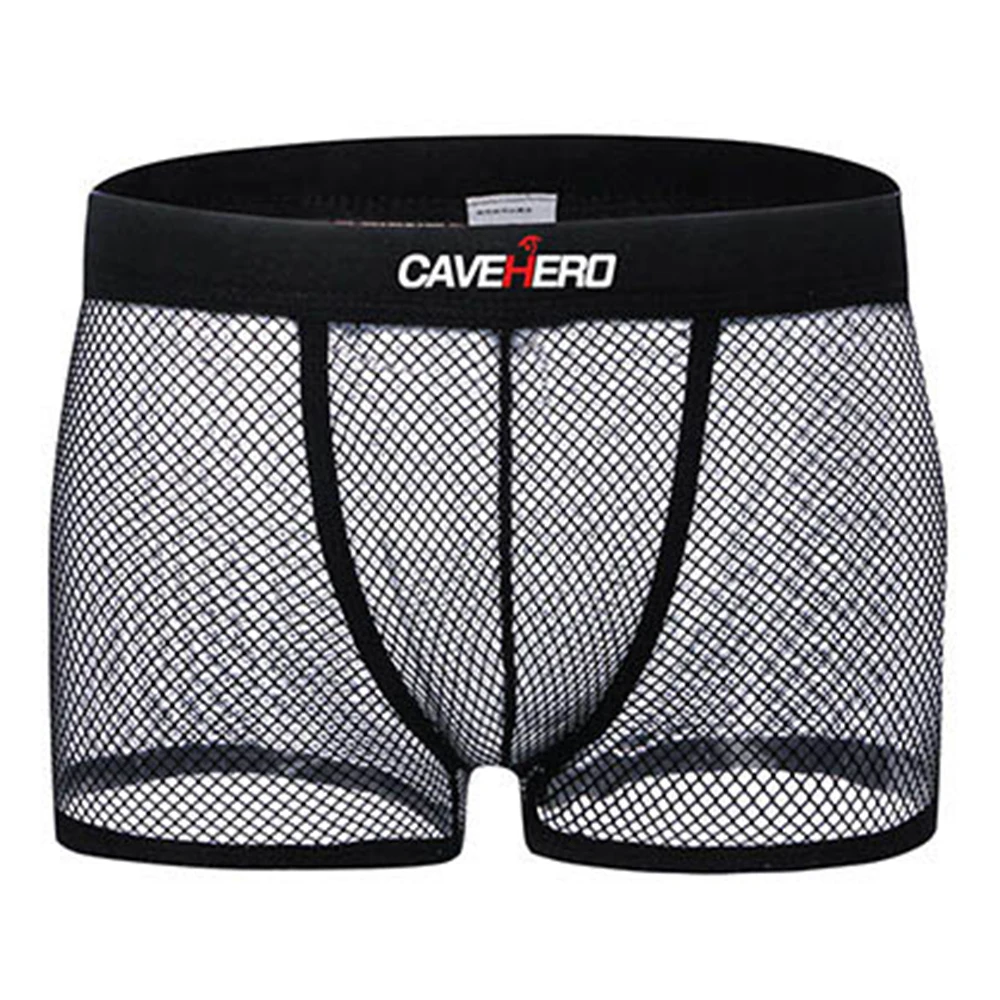 

Men Mesh Boxer Elastane Transparent Gay Sexy Underwear Fashion Breathable Loose Erotic Ultra Thin Briefs Man Low Waist Shorts