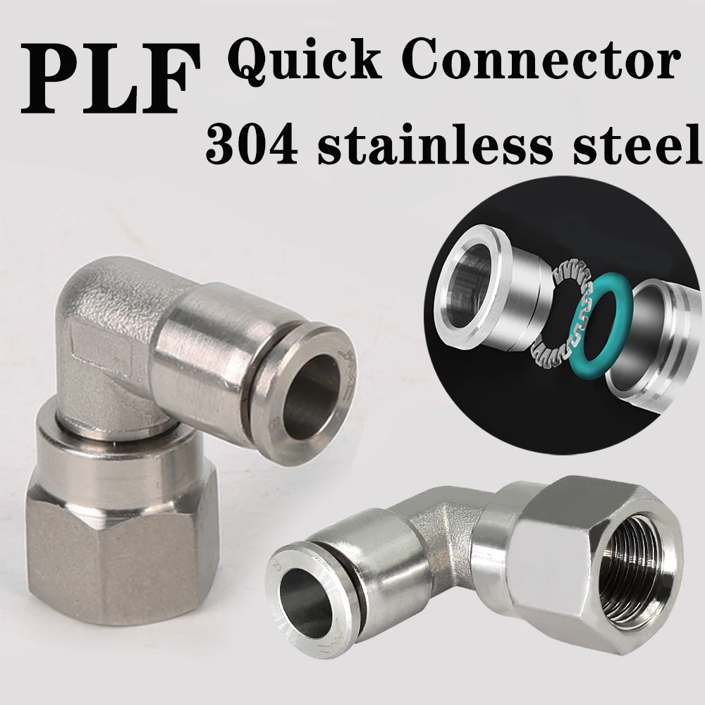 

PLF304 stainless steel pneumatic quick coupling 1/8” 1/4” 3/8” 1/2” BSP internal thread air hose elbow metal quick coupling