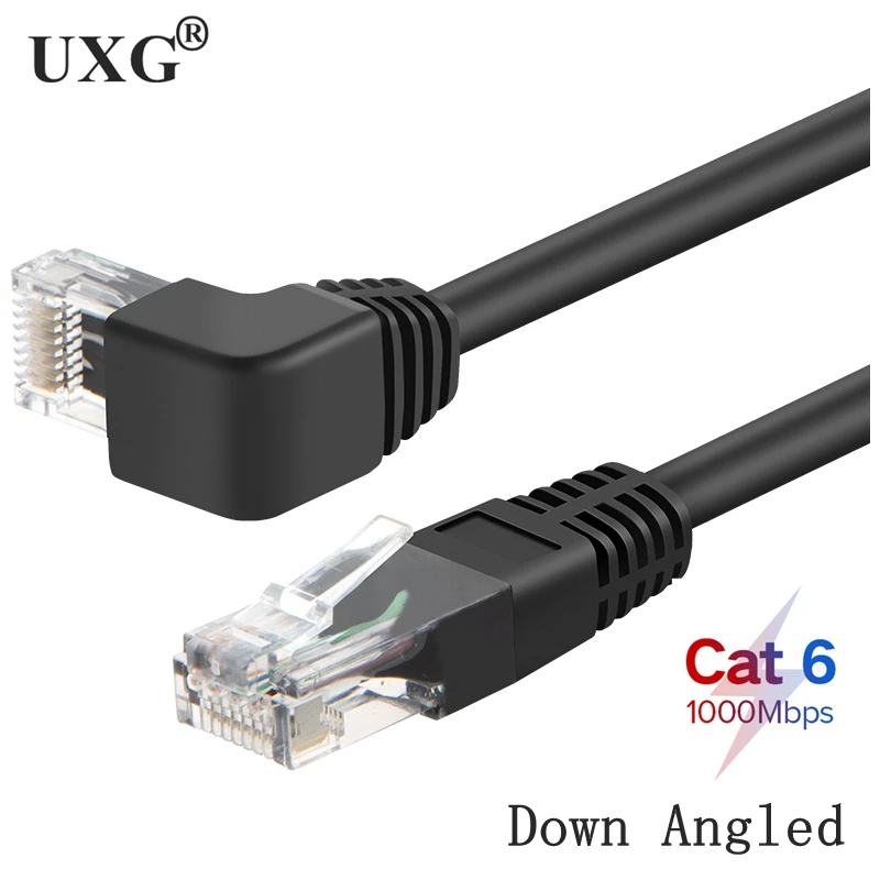 

RJ45 cable 26AWG CAT6 UTP Side Angled L Shape RJ45 Patch Cord Shape Ethernet Cable CAT5 Lan Gigabit CAT6 Elbow 1m 0.5m 3m Cable