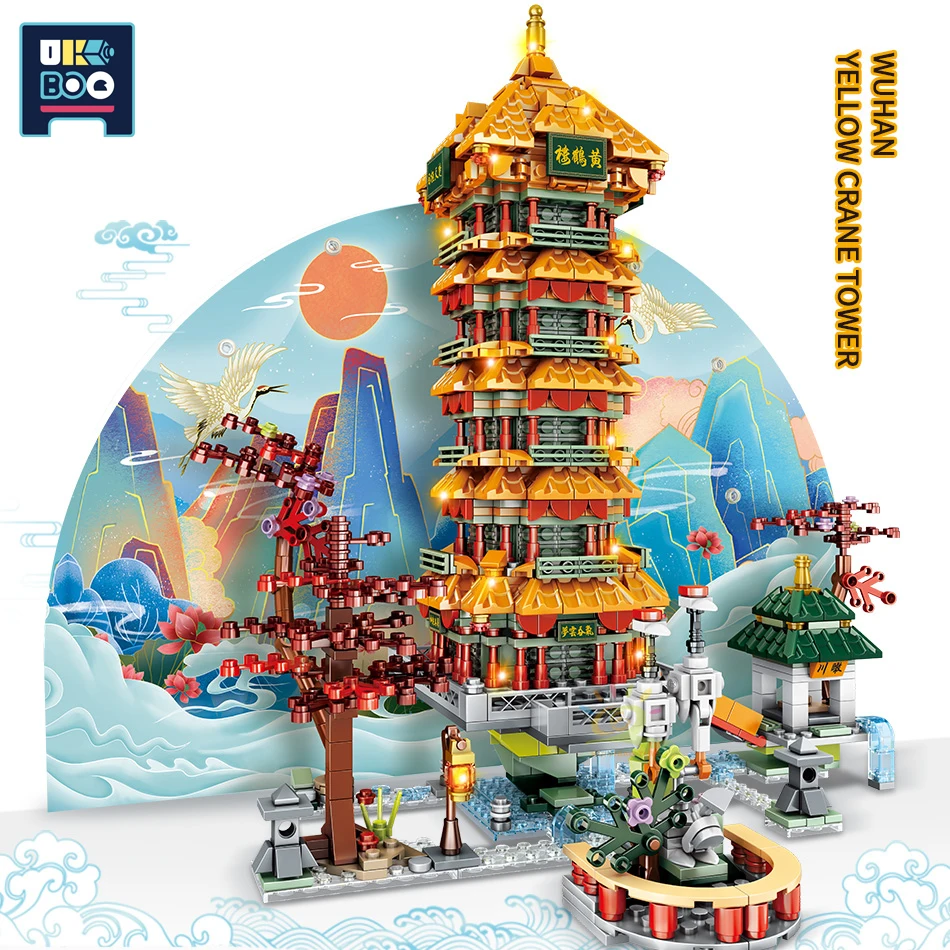UKBOO City Creative Street View Building Block Street Yellow Crane Tower Pavilion Of Prince Teng Model DIY Bricks Children Toys
UKBOO City Creative Street View Building Block Street Yellow Crane Tower Pavilion Of Prince Teng Model DIY Bricks Children Toys