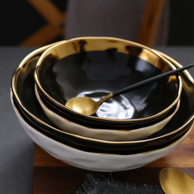 4 pcs set gold inlay dinnerware collection ceramic plate and bowl with gold edge tableware white and black dinner set
4 pcs set gold inlay dinnerware collection ceramic plate and bowl with gold edge tableware white and black dinner set