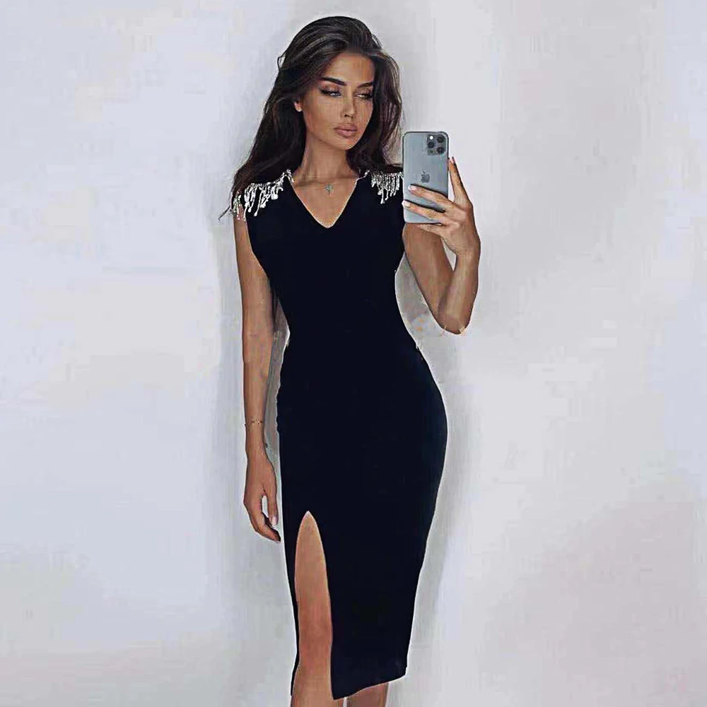 2021 New Bandage Dress Women Summer Party Club Celebrity Black Bodycon Dresses V Neck Elegant Clothes
2021 New Bandage Dress Women Summer Party Club Celebrity Black Bodycon Dresses V Neck Elegant Clothes