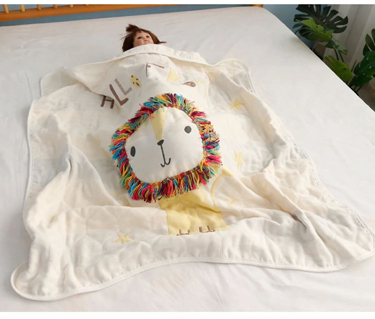 6 Layers of Pure Cotton Baby Blanket Newborn Soft Organic Cotton Lion Towel Quilt Baby Blanket Swaddle Cloth Towel Baby Supplies
6 Layers of Pure Cotton Baby Blanket Newborn Soft Organic Cotton Lion Towel Quilt Baby Blanket Swaddle Cloth Towel Baby Supplies