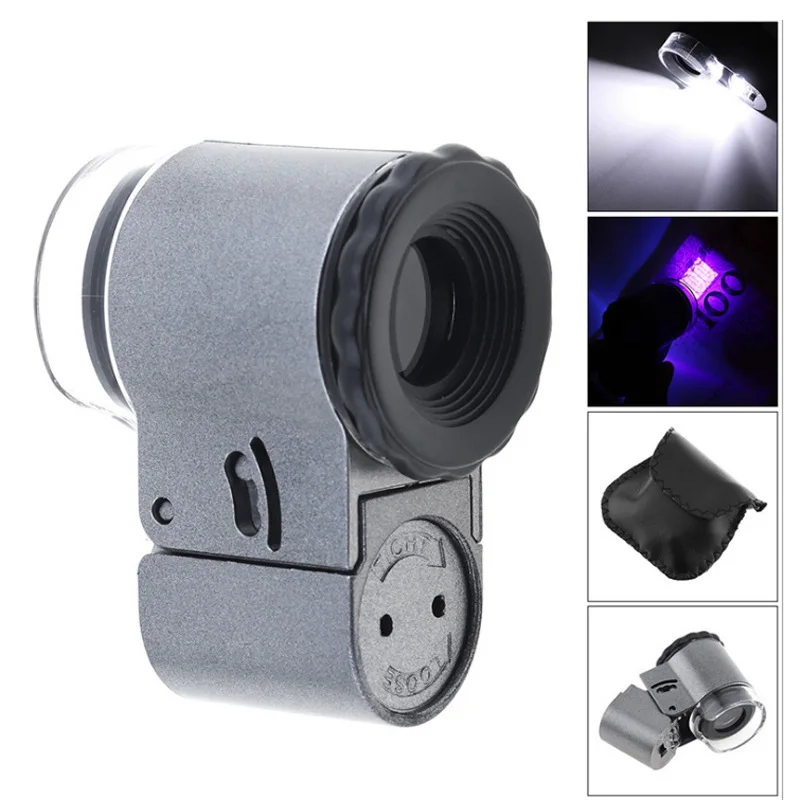 Portable 50X HD jewelry identification microscope 9882A high magnification mini magnifying glass with led currency detector lamp
Portable 50X HD jewelry identification microscope 9882A high magnification mini magnifying glass with led currency detector lamp